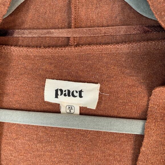 Pact Airplane Cardigan Rust Organic Cotton Open Front Cozy Oversized XS/S - Picture 4 of 12